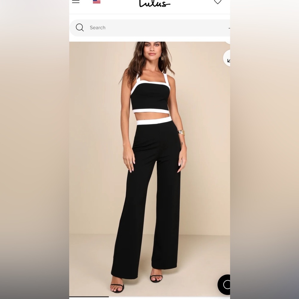 Lulu's Black and White Wide Leg Jumpsuit